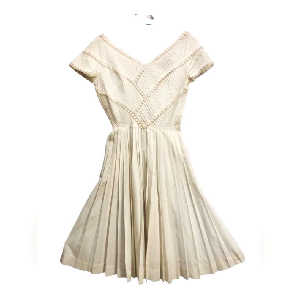 1950s Vintage White 100% Cotton Midi Dress